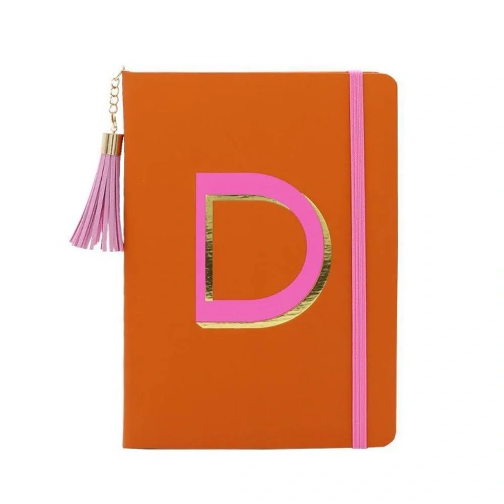 NWT College Ruled monogrammed gold leaf Journal with tassel
